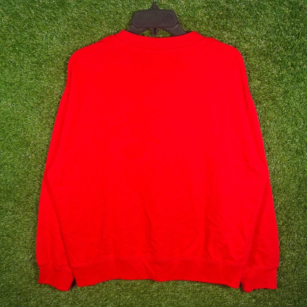 Levis Mens Large Red Crewneck Sweatshirt Long Sleeve Fleece Pullover Logo